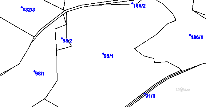 Parcela st. 95/1 v KÚ Týniště, Katastrální mapa