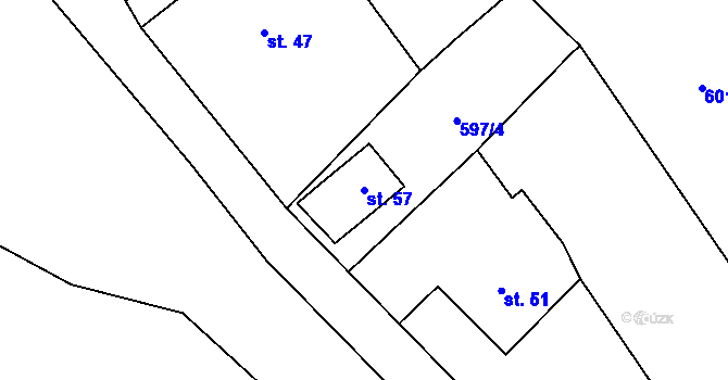 Parcela st. 57 v KÚ Vahaneč, Katastrální mapa