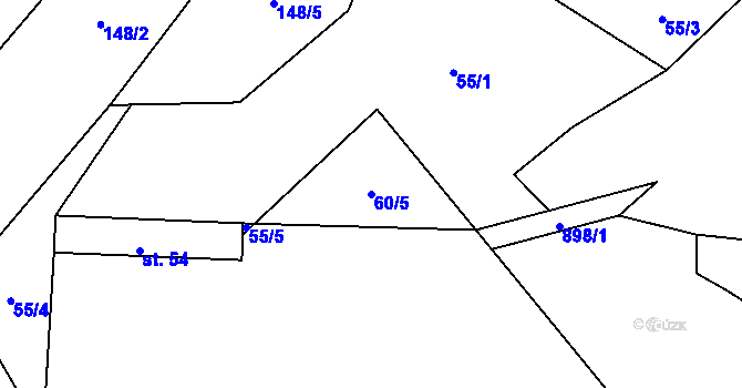 Parcela st. 60/5 v KÚ Vahaneč, Katastrální mapa