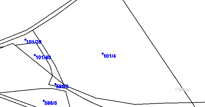 Parcela st. 101/4 v KÚ Vahaneč, Katastrální mapa