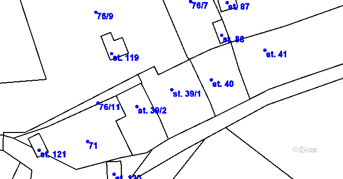 Parcela st. 39/1 v KÚ Verušičky, Katastrální mapa