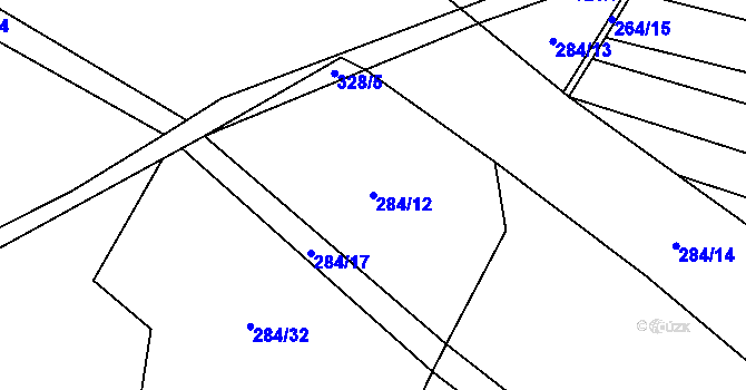 Parcela st. 284/12 v KÚ Boubín, Katastrální mapa