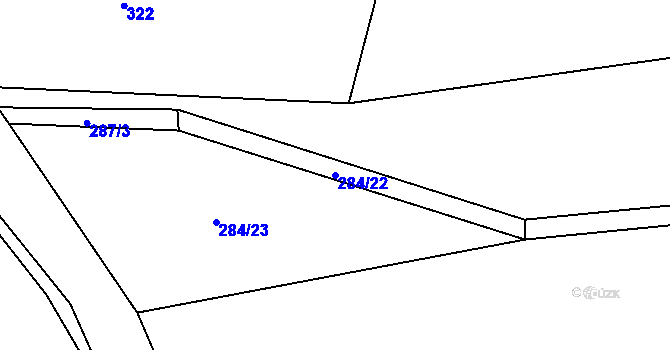 Parcela st. 284/22 v KÚ Boubín, Katastrální mapa