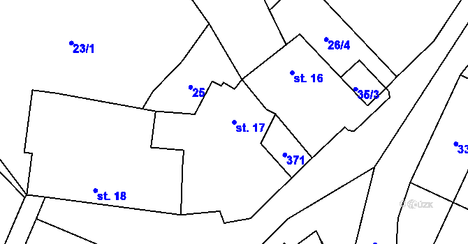 Parcela st. 17 v KÚ Boubín, Katastrální mapa