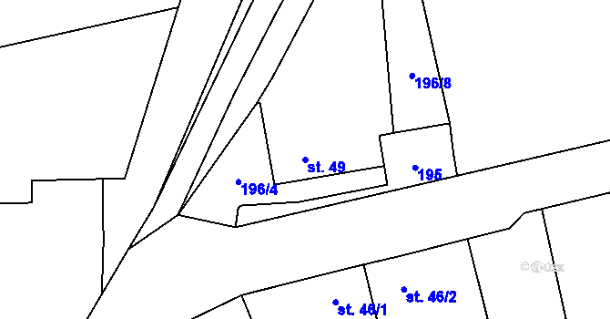 Parcela st. 49 v KÚ Boubín, Katastrální mapa