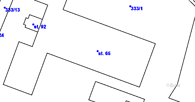 Parcela st. 65 v KÚ Boubín, Katastrální mapa