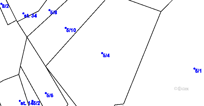 Parcela st. 5/4 v KÚ Boubín, Katastrální mapa