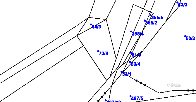 Parcela st. 73/8 v KÚ Boubín, Katastrální mapa