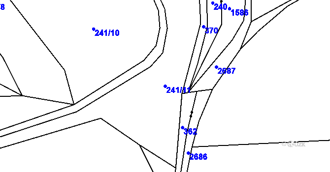 Parcela st. 241/11 v KÚ Boubín, Katastrální mapa