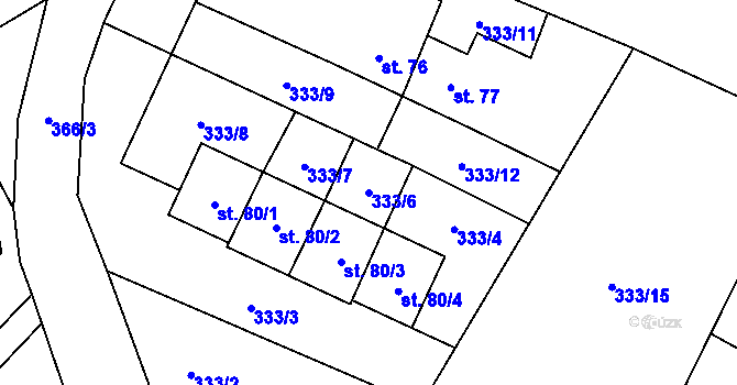 Parcela st. 333/6 v KÚ Boubín, Katastrální mapa
