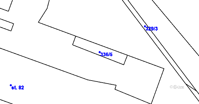 Parcela st. 336/5 v KÚ Boubín, Katastrální mapa