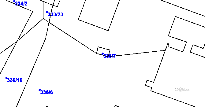 Parcela st. 336/7 v KÚ Boubín, Katastrální mapa