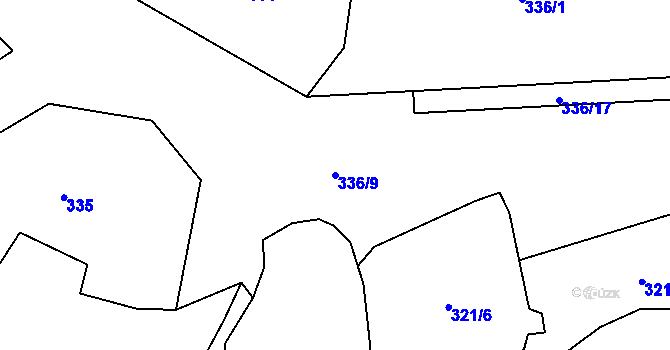 Parcela st. 336/9 v KÚ Boubín, Katastrální mapa