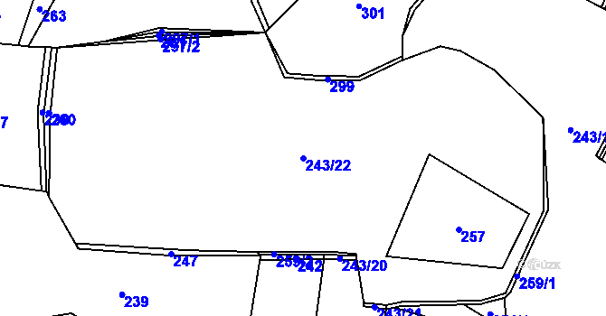 Parcela st. 243/22 v KÚ Veřechov, Katastrální mapa