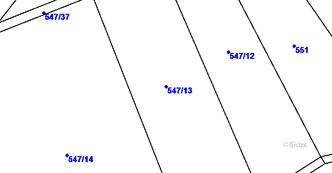 Parcela st. 547/13 v KÚ Veřechov, Katastrální mapa