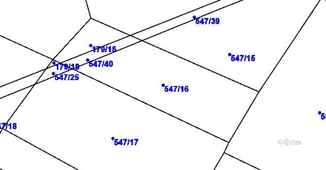 Parcela st. 547/16 v KÚ Veřechov, Katastrální mapa