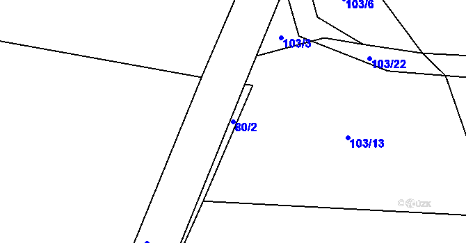 Parcela st. 80/2 v KÚ Veřechov, Katastrální mapa