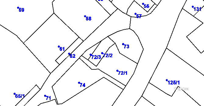 Parcela st. 72/2 v KÚ Věřňovice, Katastrální mapa