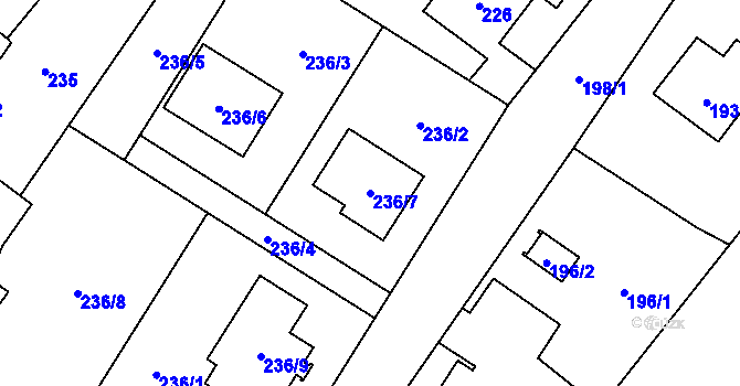 Parcela st. 236/7 v KÚ Věřňovice, Katastrální mapa