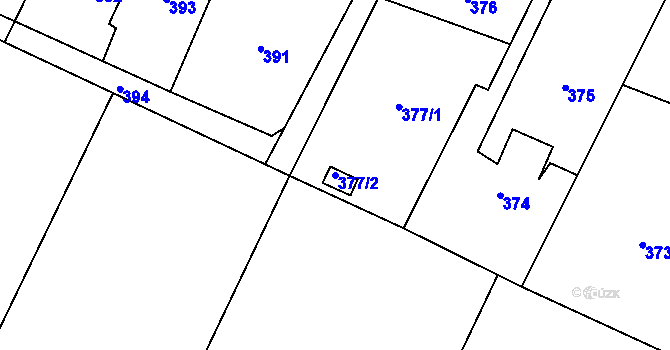 Parcela st. 377/2 v KÚ Věřňovice, Katastrální mapa