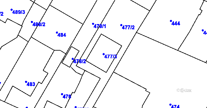 Parcela st. 477/3 v KÚ Věřňovice, Katastrální mapa