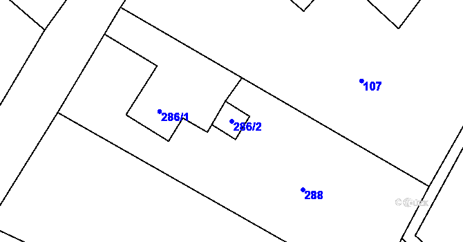Parcela st. 286/2 v KÚ Věřňovice, Katastrální mapa