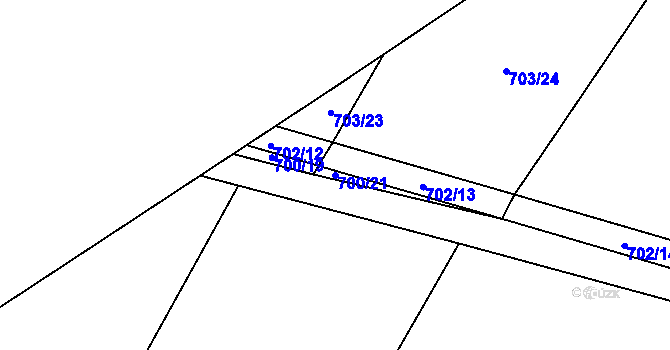 Parcela st. 700/21 v KÚ Věřňovice, Katastrální mapa