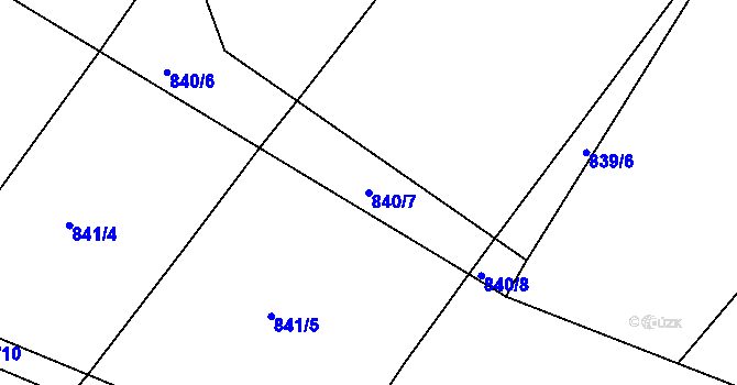 Parcela st. 840/7 v KÚ Věřňovice, Katastrální mapa