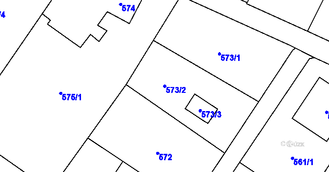 Parcela st. 573/2 v KÚ Věřňovice, Katastrální mapa