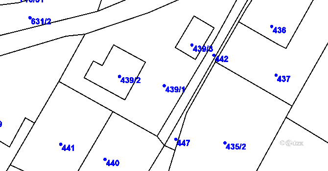 Parcela st. 439/1 v KÚ Věřňovice, Katastrální mapa