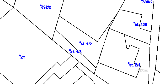 Parcela st. 1/2 v KÚ Veřovice, Katastrální mapa