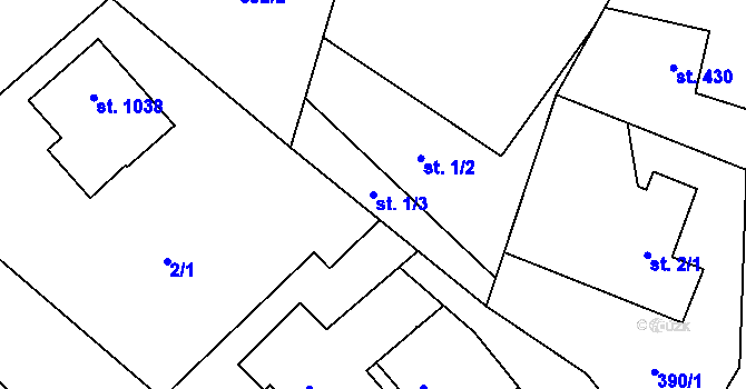 Parcela st. 1/3 v KÚ Veřovice, Katastrální mapa