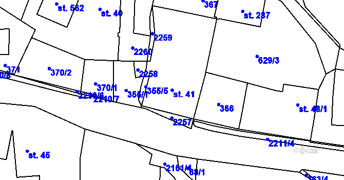 Parcela st. 41 v KÚ Veřovice, Katastrální mapa