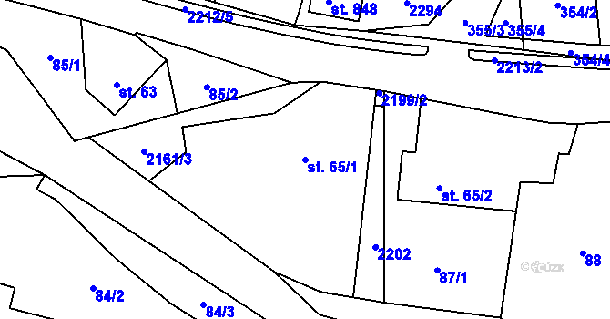 Parcela st. 65/1 v KÚ Veřovice, Katastrální mapa