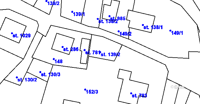 Parcela st. 139/2 v KÚ Veřovice, Katastrální mapa