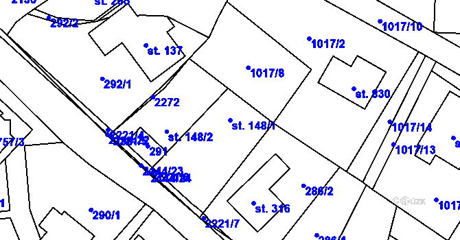 Parcela st. 148/1 v KÚ Veřovice, Katastrální mapa