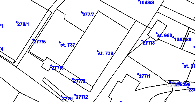 Parcela st. 738 v KÚ Veřovice, Katastrální mapa