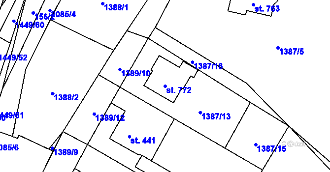 Parcela st. 772 v KÚ Veřovice, Katastrální mapa
