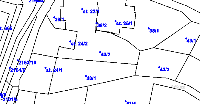 Parcela st. 40/2 v KÚ Veřovice, Katastrální mapa