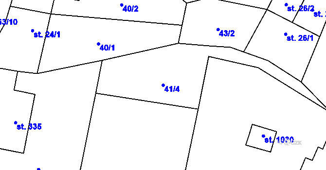 Parcela st. 41/4 v KÚ Veřovice, Katastrální mapa