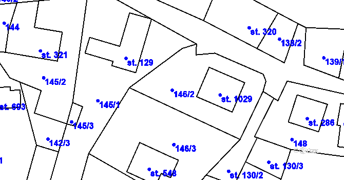 Parcela st. 146/2 v KÚ Veřovice, Katastrální mapa