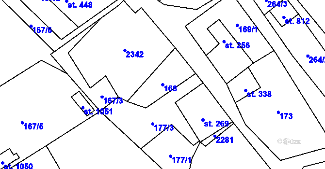 Parcela st. 168 v KÚ Veřovice, Katastrální mapa