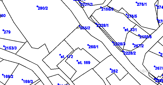 Parcela st. 265 v KÚ Veřovice, Katastrální mapa
