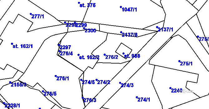 Parcela st. 276/2 v KÚ Veřovice, Katastrální mapa