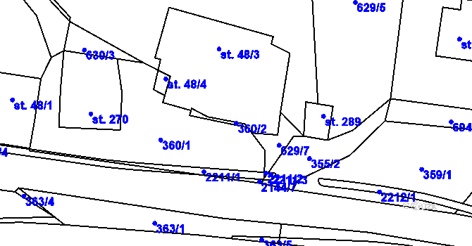 Parcela st. 360/2 v KÚ Veřovice, Katastrální mapa