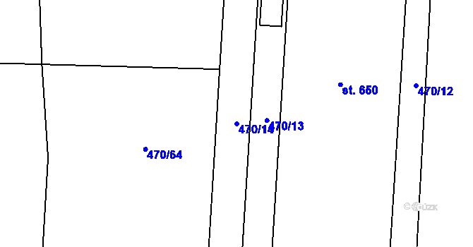 Parcela st. 470/14 v KÚ Veřovice, Katastrální mapa