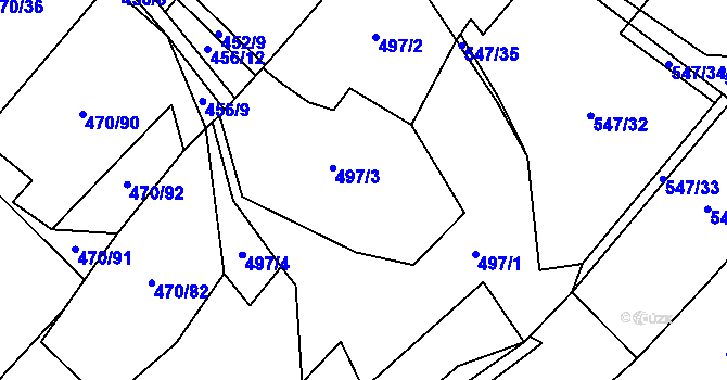 Parcela st. 497 v KÚ Veřovice, Katastrální mapa
