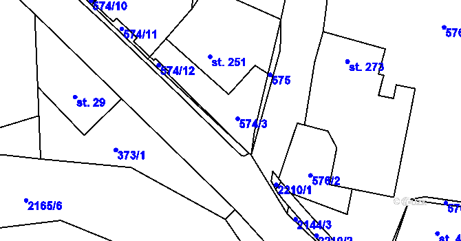 Parcela st. 574/3 v KÚ Veřovice, Katastrální mapa