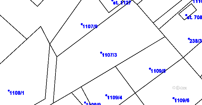 Parcela st. 1107/3 v KÚ Veřovice, Katastrální mapa