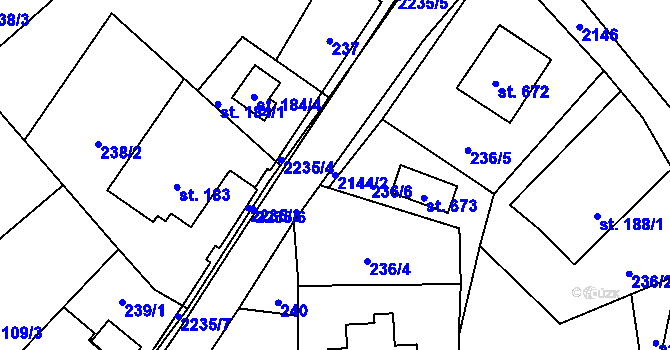 Parcela st. 2144/2 v KÚ Veřovice, Katastrální mapa